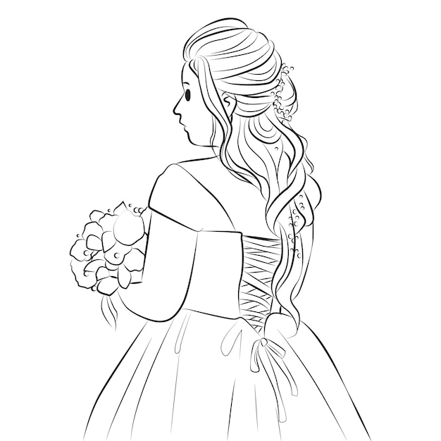 La Mariée Pose Personnage D'illustration De Dessin Animé