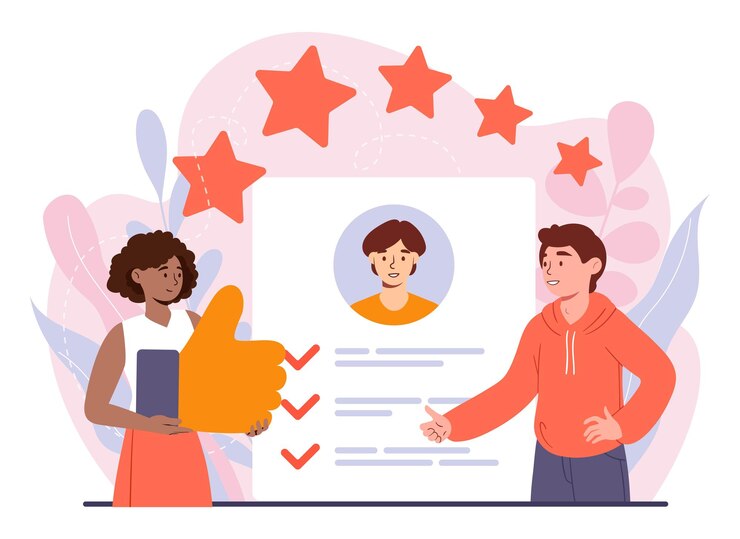 Vecteur marketer mesurant le client