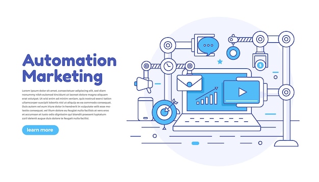 Vecteur marketing d'automatisation de concept design plat. outils de marketing numérique. modèle de conception pour site web et bannière.