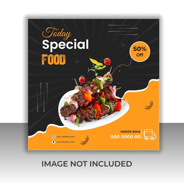 Marketing des réseaux sociaux alimentaires et modèle pour une bannière Instagram