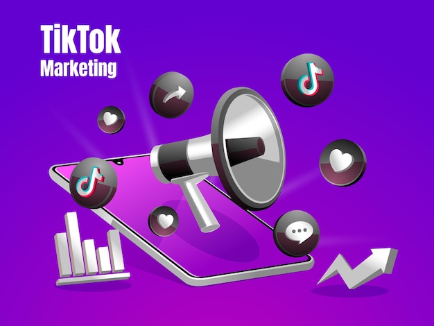 Marketing Tiktok Et Concept De Médias Sociaux De Marketing Numérique Mégaphone