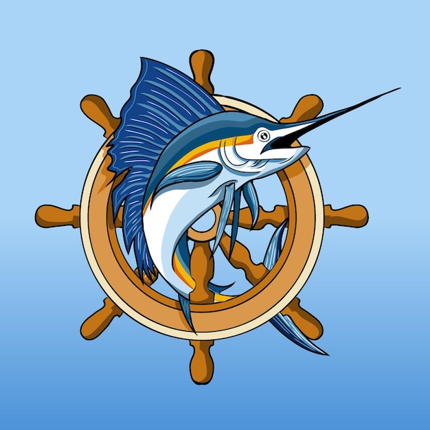 Vecteur marlin et logo du vecteur de direction
