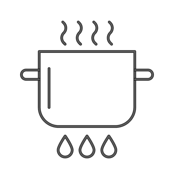 Vecteur marmite en acier inoxydable sur l'icône de la ligne de feu préparation des aliments