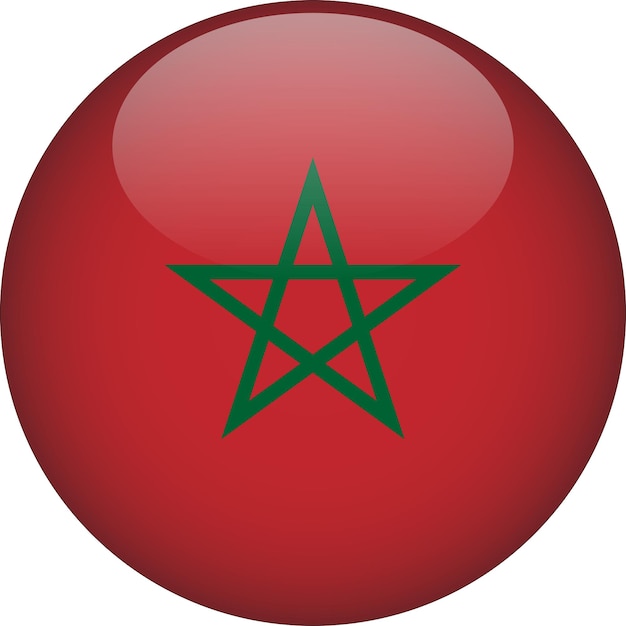 Vecteur maroc bouton drapeau arrondi 3d