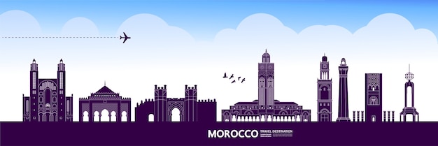 Vecteur maroc voyage destination grande illustration