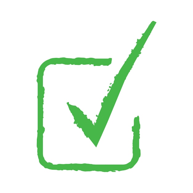 Marque de contrôle verte sur fond blanc Marque de vérification verte Isolée Correcte Icones à la mode Signe symbolique