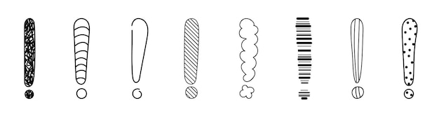 Marque d'exclamation Doodle dessinée à la main illustration vectorielle de croquis isolée sur fond blanc