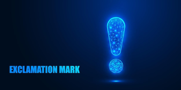 Marque d'exclamation à fond polygonal symbole d'alerte signe géométrique art vectoriel 3D