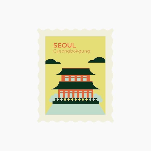 Vecteur marque postale de gyeongbokgung