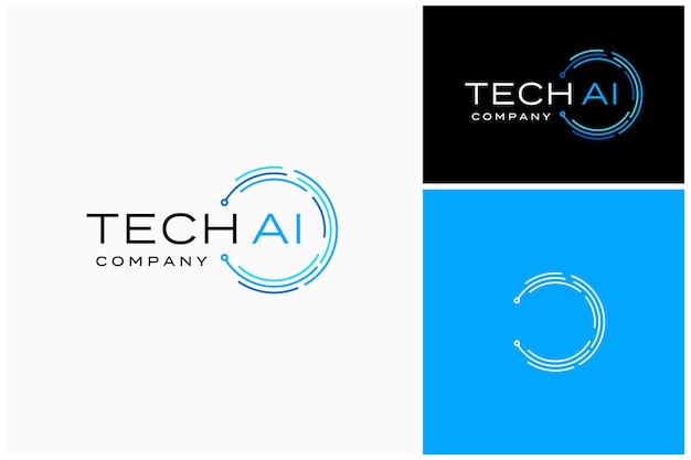 Marque vocale moderne avec un lien de fil numérique circulaire pour le logo de la technologie de connexion futuriste