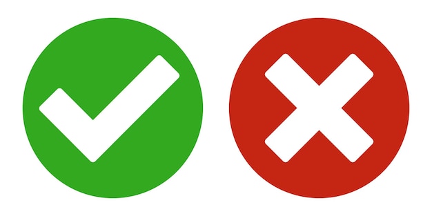 Marquer et croiser les signes oui et non faux et vrai vrai et faux correct et incorrect accepter et