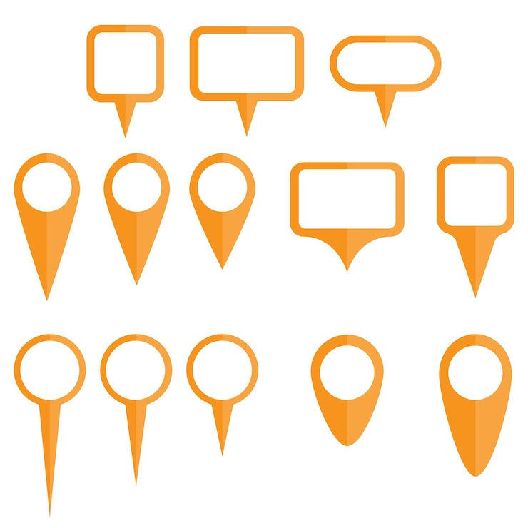Vecteur marqueur d'emplacement de pin de carte marqueur de carte moderne icon de logo de marqueur de gps collection de symboles de pin de localisation de marqueur