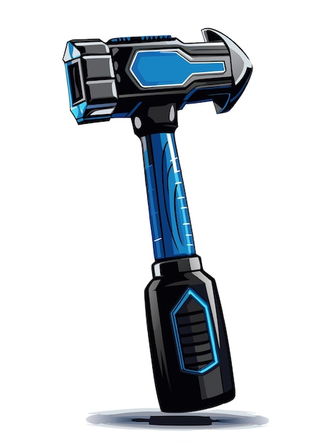 un marteau bleu et noir avec une poignée bleue
