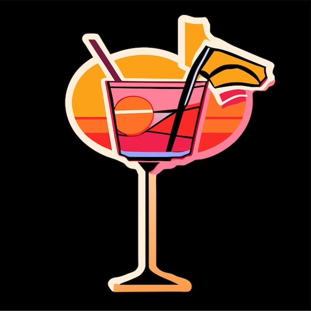 Vecteur martini cocktail neon sign illustration vectorielle de la promotion du café