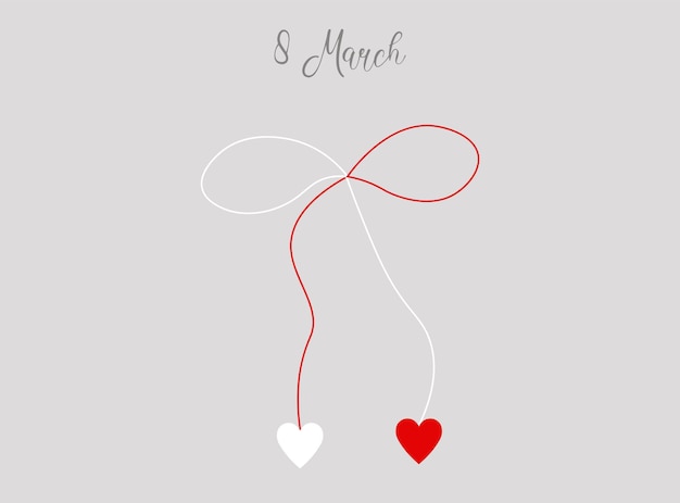 Martisor, isolé, rouge et blanc, bonjour printemps, symbole du printemps, 1er mars, illustration vectorielle