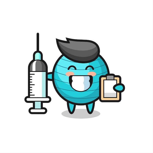Mascot Illustration De Ballon D'exercice En Tant Que Médecin