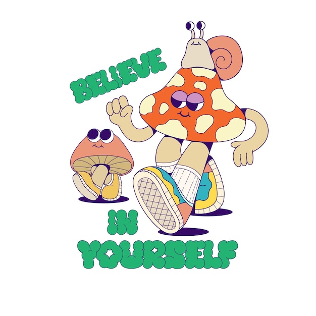 La mascotte au champignon rétro est un dessin de sublimation de personnage.