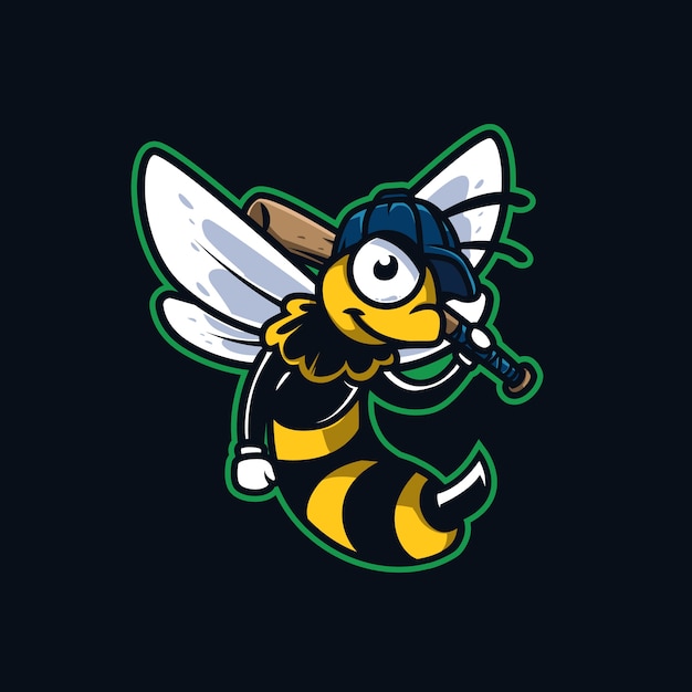 Vecteur mascotte de baseball abeille