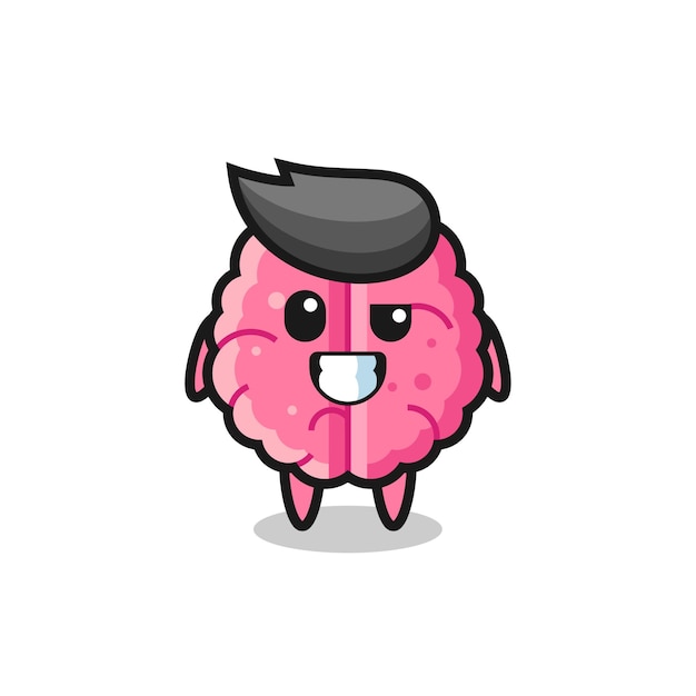 Mascotte De Cerveau Mignon Avec Un Visage Optimiste, Design De Style Mignon Pour T-shirt, Autocollant, élément De Logo