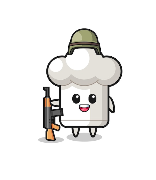 Mascotte De Chapeau De Chef Mignon En Tant Que Soldat