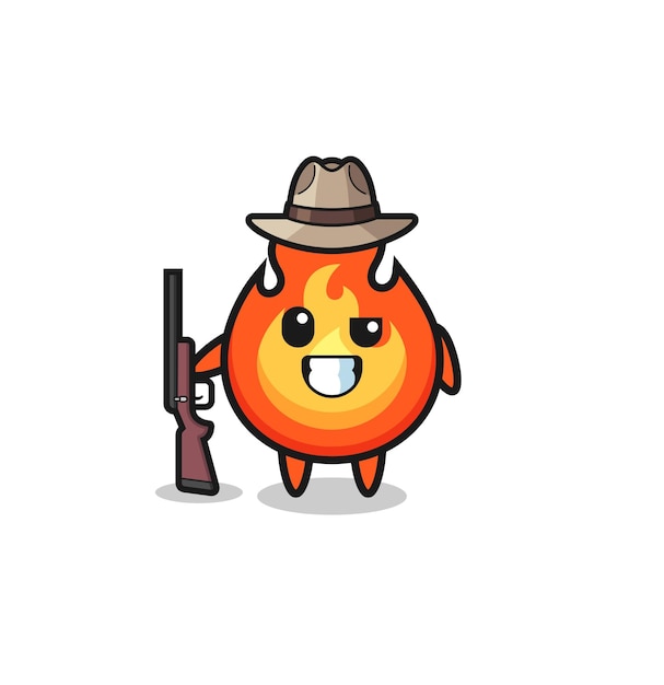 Mascotte De Chasseur De Feu Tenant Une Arme à Feu, Design Mignon