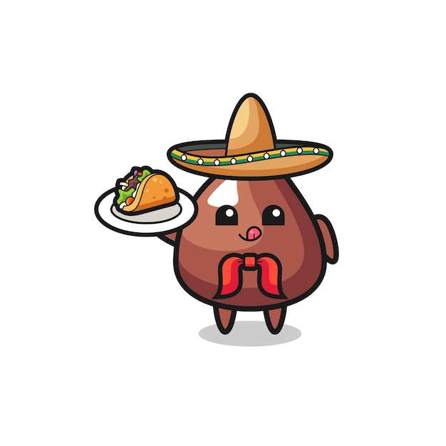 Mascotte De Chef Mexicain Choco Chip Tenant Un Taco