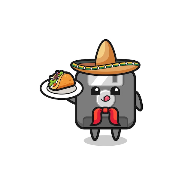 Mascotte De Chef Mexicain De Disquette Tenant Un Dessin Mignon De Taco