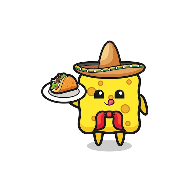 Mascotte De Chef Mexicain éponge Tenant Un Dessin Mignon De Taco