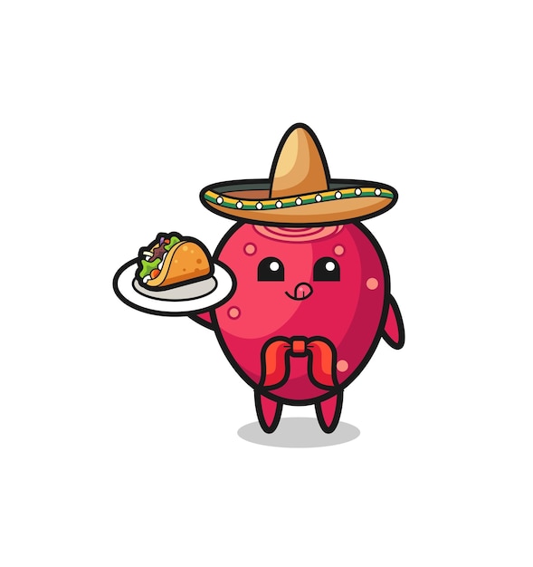 Mascotte De Chef Mexicain De Figue De Barbarie Tenant Un Taco