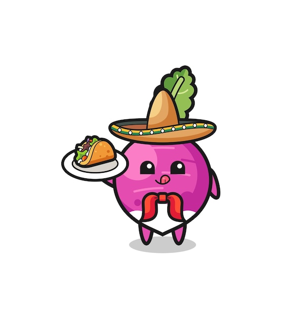 Mascotte De Chef Mexicain De Navet Tenant Un Dessin Mignon De Taco