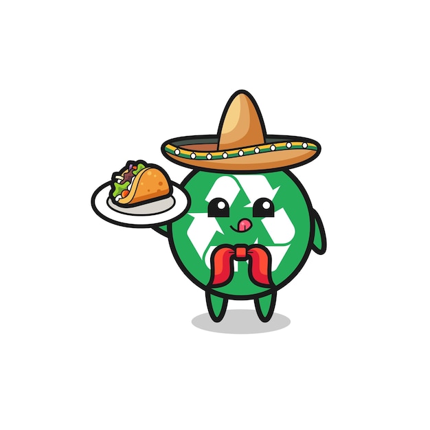 Mascotte De Chef Mexicain De Recyclage Tenant Un Taco