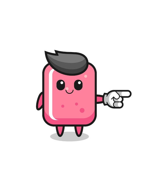 Mascotte De Chewing-gum Avec Un Joli Design Pointant Vers La Droite