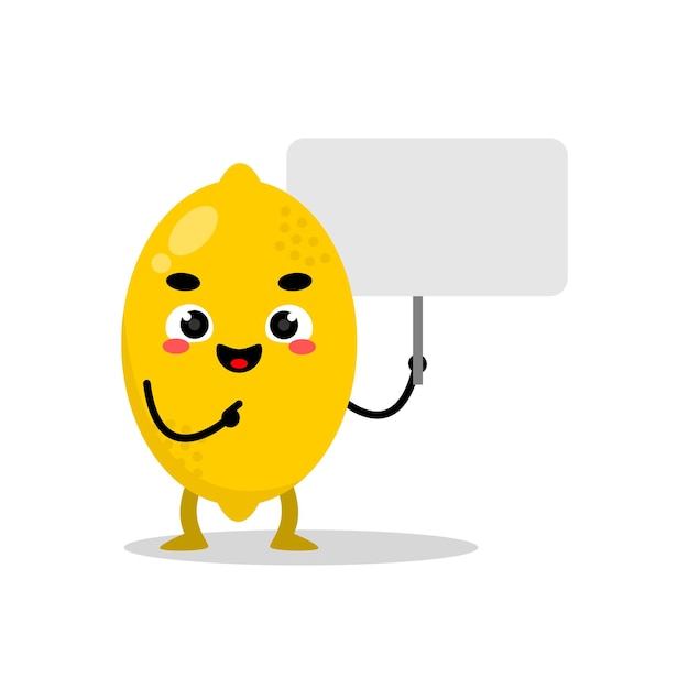 Mascotte De Citron Heureux Tenant Une Bannière