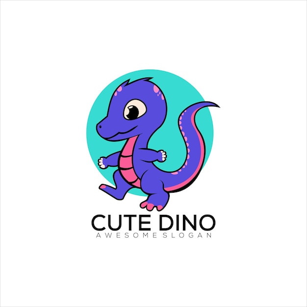 Mascotte De Conception De Logo Dino Mignon Coloré