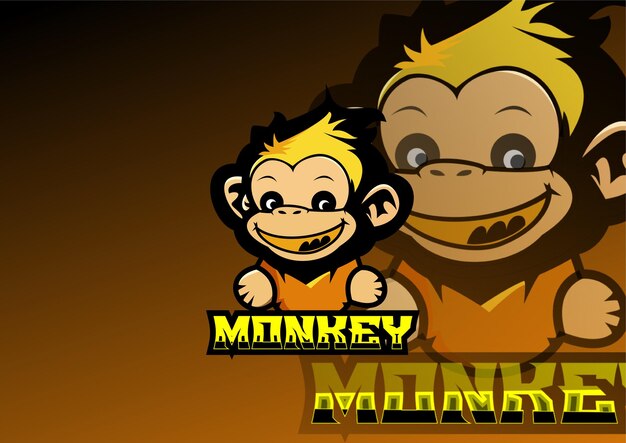 Mascotte de conception de logo de jeu de singe