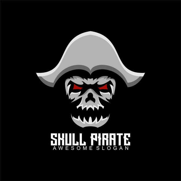 Mascotte de conception de logo de pirate de crâne