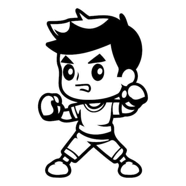La mascotte de dessin animé de Boxing Boy est une illustration vectorielle de la conception des personnages.