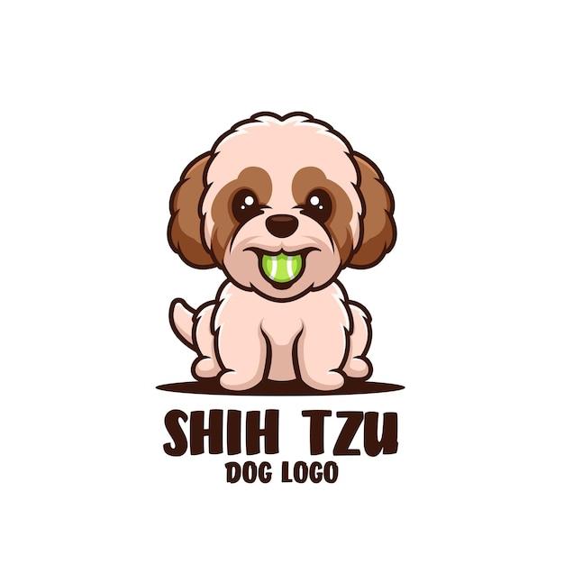 Mascotte de dessin animé de chien Shih Tzu