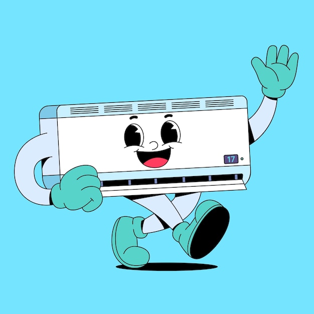 La mascotte de dessin animé du climatiseur ambulant