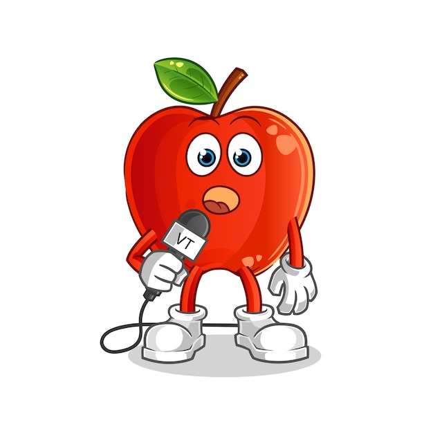 Mascotte De Dessin Animé De Journaliste Apple Tv Rouge