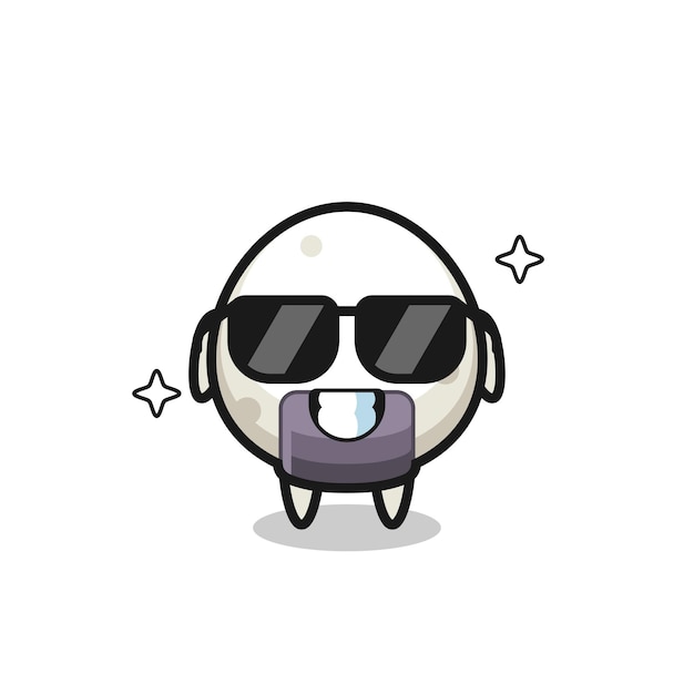 Mascotte De Dessin Animé D'onigiri Avec Un Geste Cool, Design De Style Mignon Pour T-shirt, Autocollant, élément De Logo