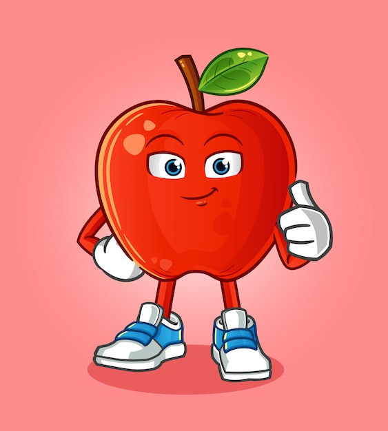 Mascotte de dessin animé de pomme rouge