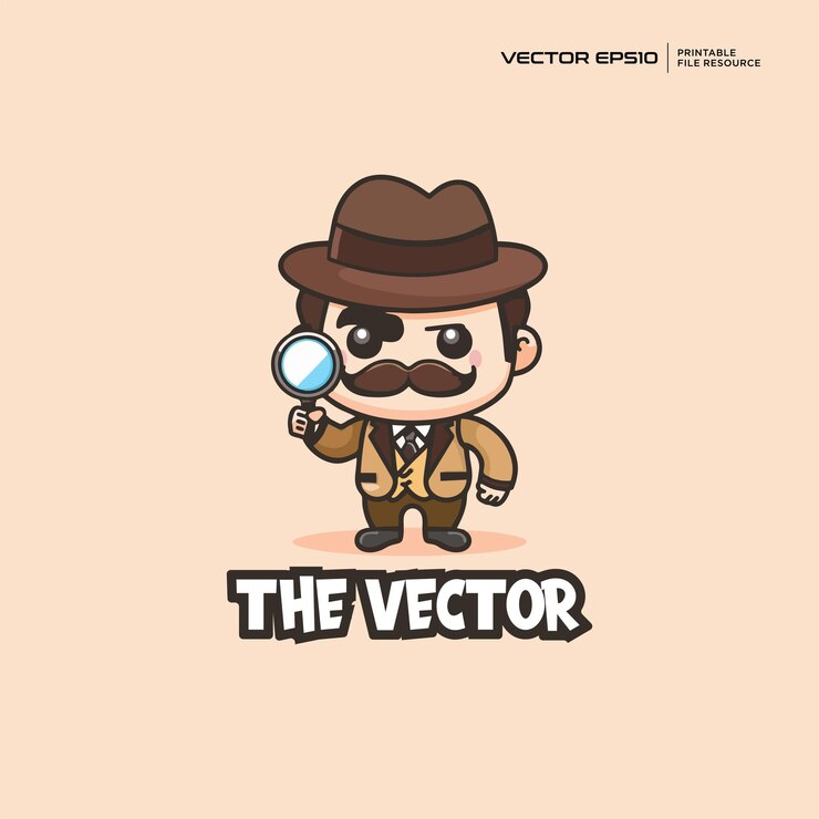 Vecteur une mascotte de détective logo vectoriel personnage d'illustration de dessin animé eps10