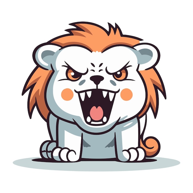 La mascotte du dessin animé Angry Lion Illustration vectorielle du personnage