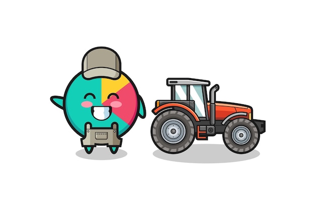 La Mascotte Du Fermier Graphique Debout à Côté D'un Design Mignon De Tracteur