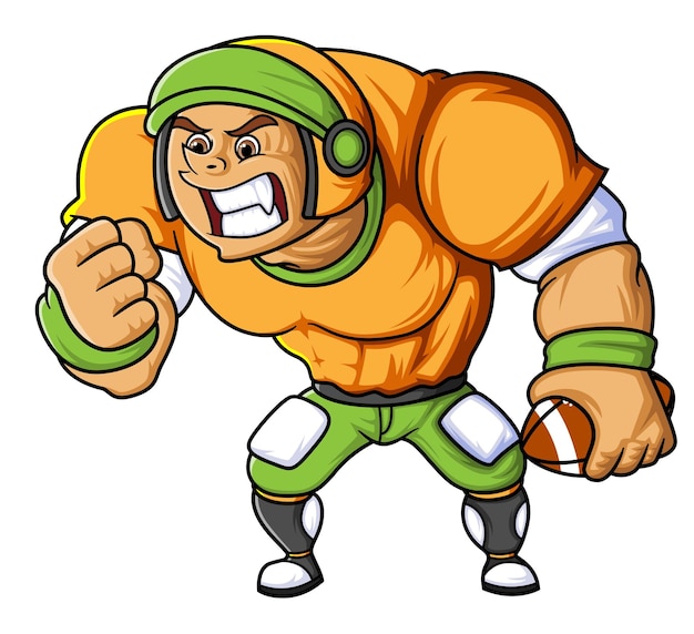 La mascotte du jeune homme du football américain avec sa tenue de joueur