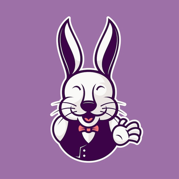 La mascotte du logo lapin dit bonjour