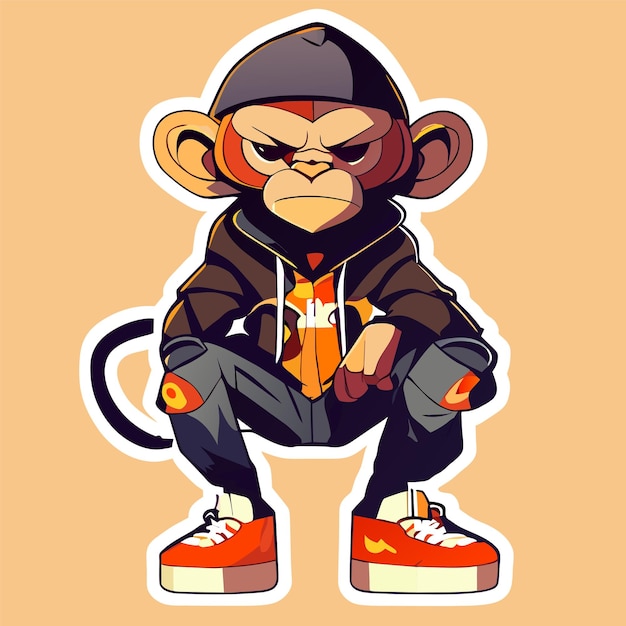 Mascotte élégante Dessinée à La Main Dessin D'un Personnage De Dessin Animé Autocollant Icon Concept Illustration Isolée