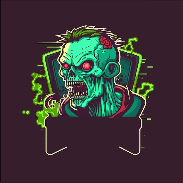 Mascotte d'esports d'horreur zombie, modèle de logo de jeu, illustration