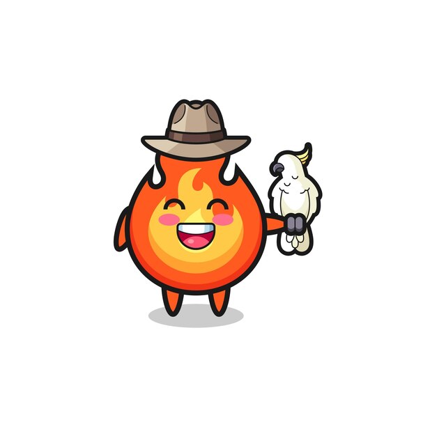 Mascotte De Gardien De Feu Avec Un Perroquet